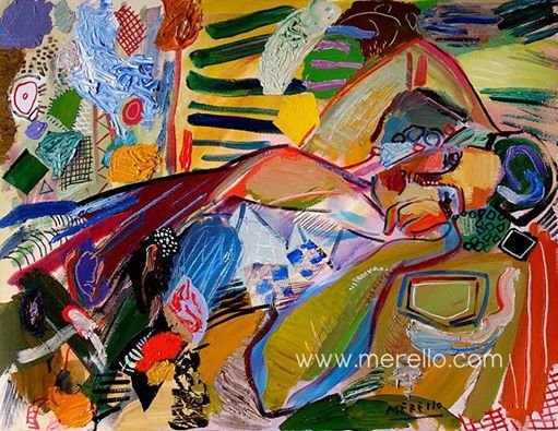 Jose Manuel Merello.-Summer womanART MODERNE peinture. Art contemporain. Artistes actuelles modernes et contemporaines. Peintres. Expressionnisme, fauvisme, surrealisme. Investissement.